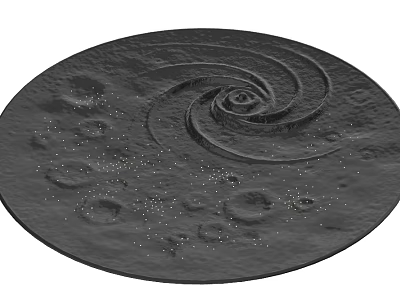 Elegant Round Black Wall Decor Featuring Spiral Design And Crater Textures 3d model