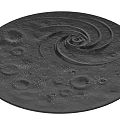 Elegant Round Black Wall Decor Featuring Spiral Design And Crater Textures 3d model