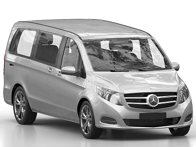 Silver Mercedes Benz MPV Exterior Design With Modern Front Grille And Alloy Wheels 3d model