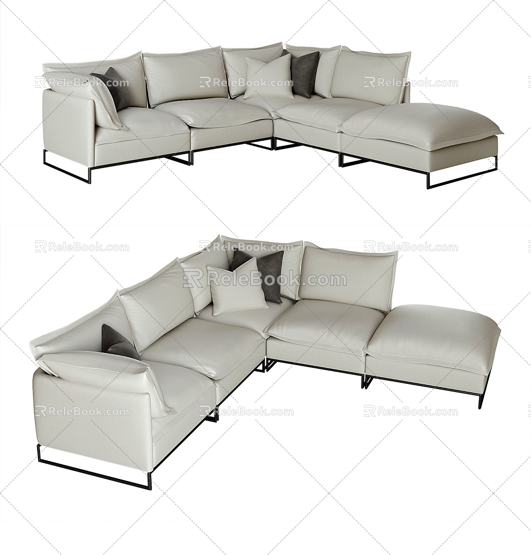 Multi-person corner sofa 3d model