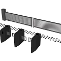 Public Facility Security Access Control With Turnstiles And Barrier Gate 3d model
