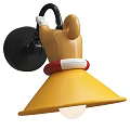 Dog Shaped Wall Lamp With Yellow Shade Red White Collar And Black Base