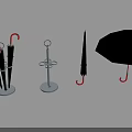 Simple Design Household Umbrella Stand With Black Umbrellas And Hanging Hooks