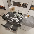 Modern Living and Dining Room Interior With Pendant Light Sofa Coffee Table And Plant