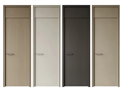 Modern Minimalist Hinged Doors With Wooden Texture And Various Colors For Home Interior 3d model