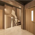 Modern Interior With Wooden Staircase Light Flooring And Wooden Walls Minimalist Design