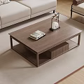 Modern Living Room With Wooden Coffee Table Light Sofa And Decorative Items