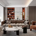 Modern Open Concept Living And Dining Area Design 3d model