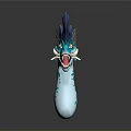 Teal Dragon Character With Blue Horn Yellow Eyes Open Mouth And Spotted Body In Cartoon Style