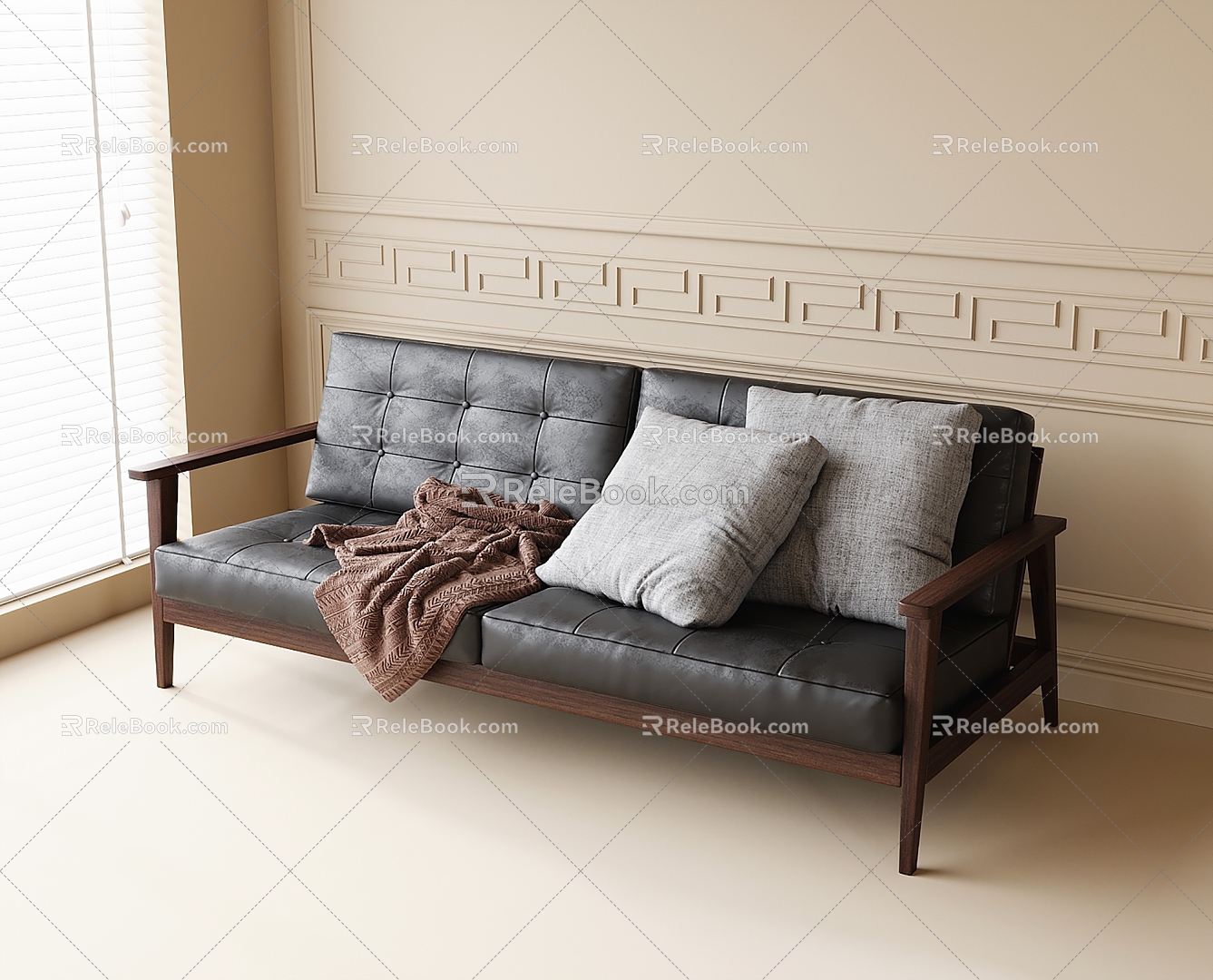 French double sofa 3d model