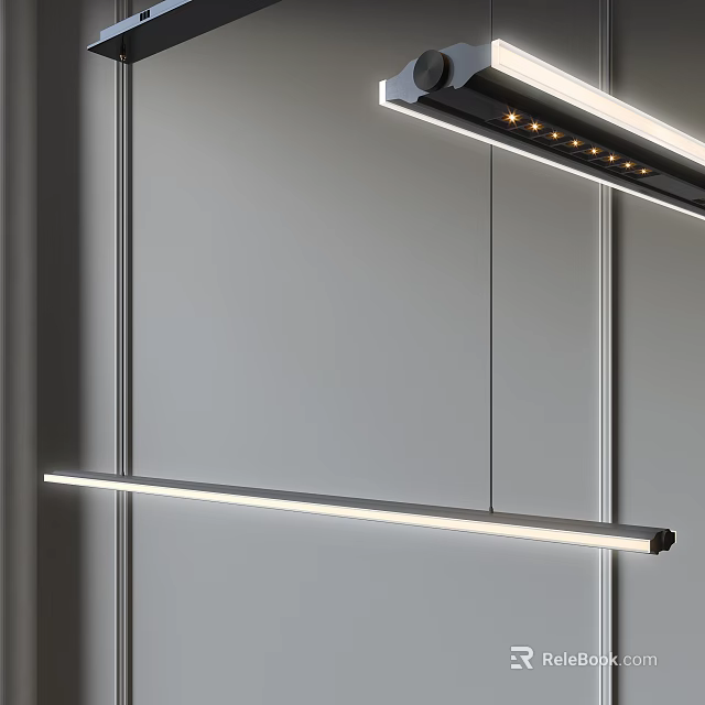 Modern Minimalist Pendant Light With Slim LED Strip And Brushed Metal Finish 3d model 