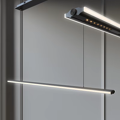 Modern Minimalist Pendant Light With Slim LED Strip And Brushed Metal Finish 3d model
