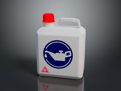 Realistic Style Oil Drum Oil Drum Red Bottle Cap Handle Oil Pot Icon Hazard Warning Sign 3d model