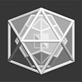White Geometric Polyhedron With Intricate Grid Pattern And Reflective Surface 3d model