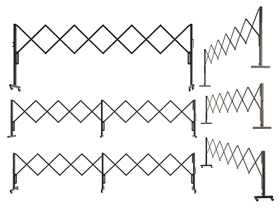 Telescopic door folding door gate fence protective railing metal fence 3d model