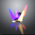 Colorful Lighting Installation With Vibrant Beam Effects And Reflective Base