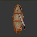 Traditional Orange Sailing Boat with Wooden Mast and White Sail for Water Transport