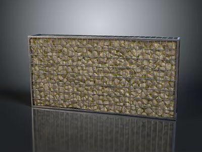 Durable Gabion Wall Structure With Natural Stone Filling And Metal Mesh Frame 3d model