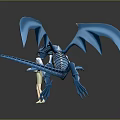 Blue Winged Dragon And White Haired Female Character In Fantasy 3D Design