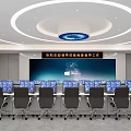Modern Conference Room Interior With Large Screen Multiple Computers And Ergonomic Meeting Chairs