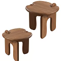 Modern Oak Round Side Tables With Unique Curved Legs And Natural Wood Finish