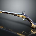 Vintage Antique Pistol With Golden Accents And Intricate Black Handle Design