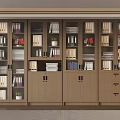 Light Wood Modern Storage Cabinet Shelves With Glass Solid Doors Organizing Books Folders Potted Plants