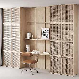 Japanese Style Bookcase Simple Desk Bookcase 3d model