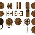 Golden Metal Handles With Assorted Decorative Designs And Intricate Shapes For Cabinet Furniture
