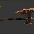 Flaming Axe With Red And Yellow Fiery Design Gray Handle Fantasy Weapon