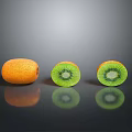 Fresh Kiwi Fruit Display With Whole And Sliced Green Flesh And Black Seeds