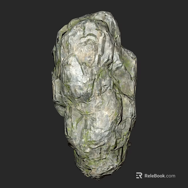 Beautiful Rural Landscape Featuring Moss Covered Rock With Natural Textured Surface 3d model 