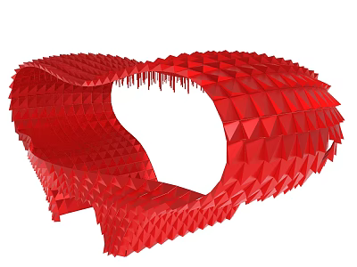 Red Interconnected Triangular Modules With Unique Geometric Pattern Abstract Sculptural Art Installation 3d model