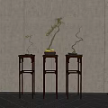 New Chinese Style Flower Table Green Plant Potted Flower Table Flower Rack End View Cabinet End View Table 3d model
