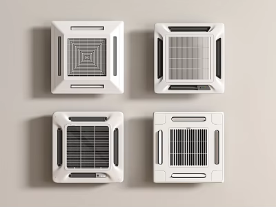 Modern White Air Conditioner Fans With Sleek Design And Different Grille Patterns 3d model