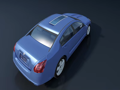Sleek Blue Sedan Car Exterior With Sunroof And Modern Roof Design 3d model