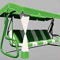 Green Playground Equipment Swing With Green Canopy Striped Seats And White Decorations