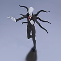 Game Movie Character With White Head Black Suit Red Tie Black Tentacles In Dynamic Pose