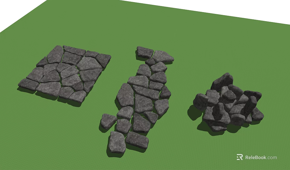 Various Shaped Gray Paving Stones For Road Facilities And Pathway Design 3d model 