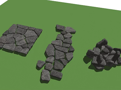 Various Shaped Gray Paving Stones For Road Facilities And Pathway Design 3d model