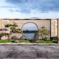 New Chinese style landscape wall landscape wall 3d model