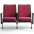 Red Fabric Single Sofa With Black Armrests And Modern Metal Leg Design For Living Room