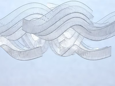 Modern Artistic Chandelier With Wavy Flowing Lines And Metal Frame Design 3d model