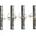 Modern Green And White Wall Decor Set Of Four With Vertical Panels And Circular Accents