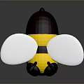 Cute Cartoon Bee Figure With Yellow Black Body And White Wings