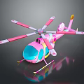 Bright Pink Toy Helicopter With Colorful Propellers Yellow Accents And Blue Cockpit