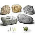 Varied Textured Natural Stones and Wood Elements for Outdoor Garden Decoration Projects