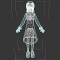 3D Anime Game and Movie Character with Dark Hair Red Eyes Brown Dress White Gloves