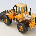 Yellow Construction Loader Functional Vehicle With Large Tires And Front Bucket 3d model