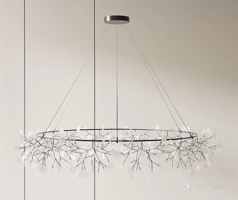 Modern Round Crystal Branch Chandelier Design For Interior Ceiling Decor 3d model